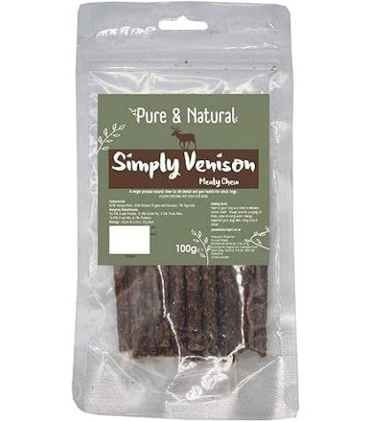 Pure & Natural Meat Sticks Venison 100gm