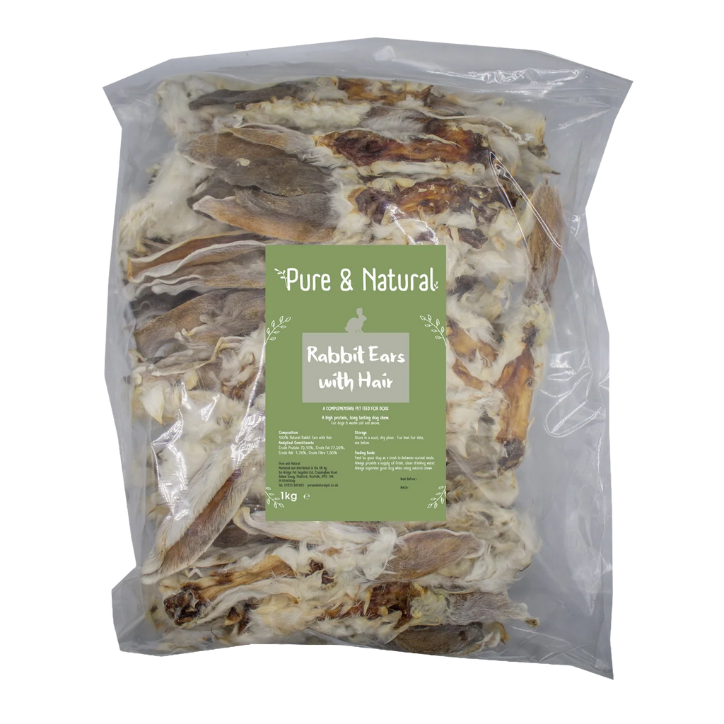 Pure & Natural Rabbit Ears With Hair 1kg