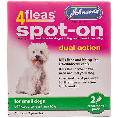 Johnsons D042 4Fleas Spot On Small Dog 2 treatment pack
