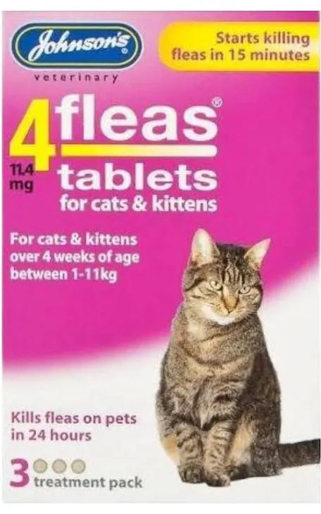Johnsons D090 4Fleas Tablets Cat 3 Treatment VMD