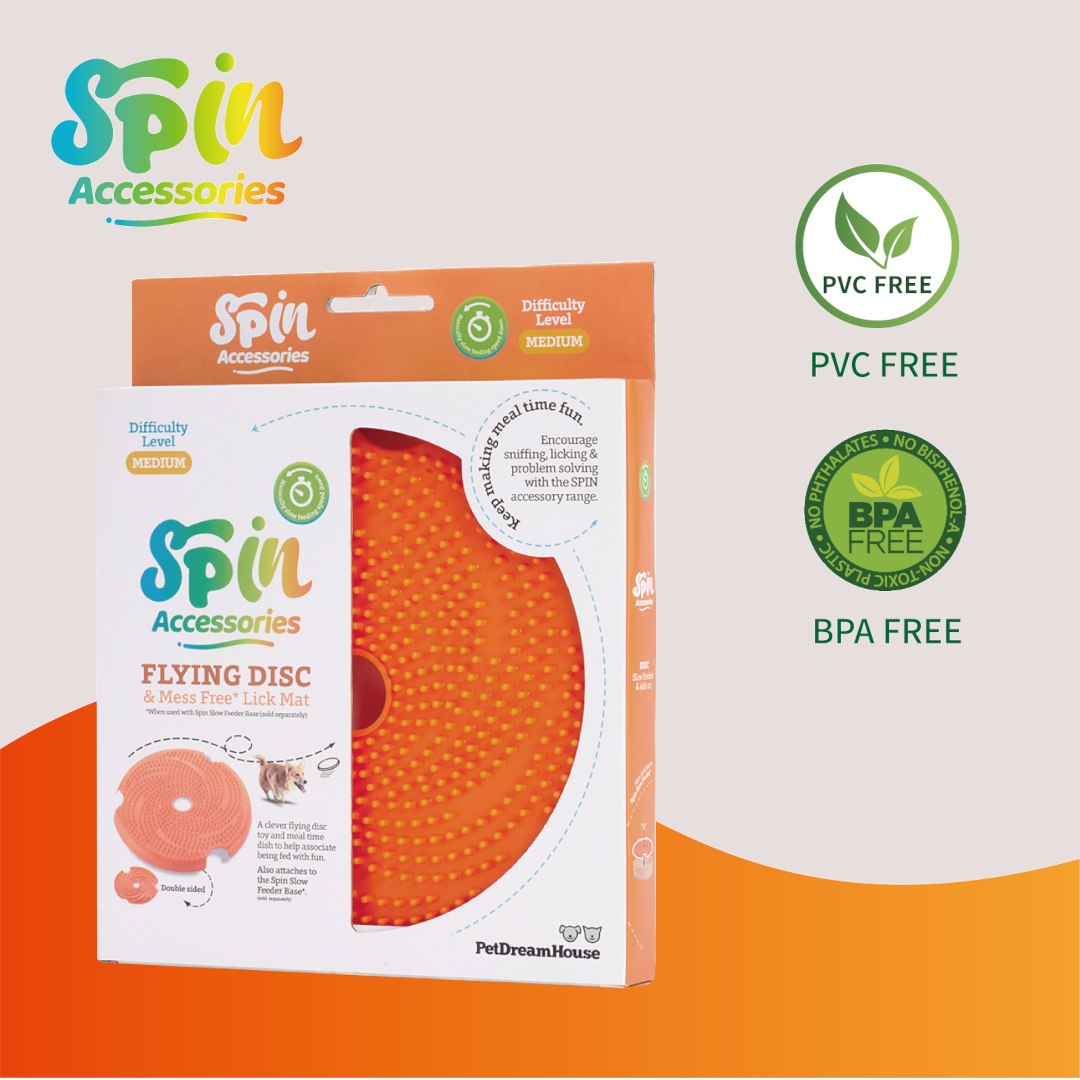 Pet Dream House Spin Accessories Medium Lick Flying Disc Orange