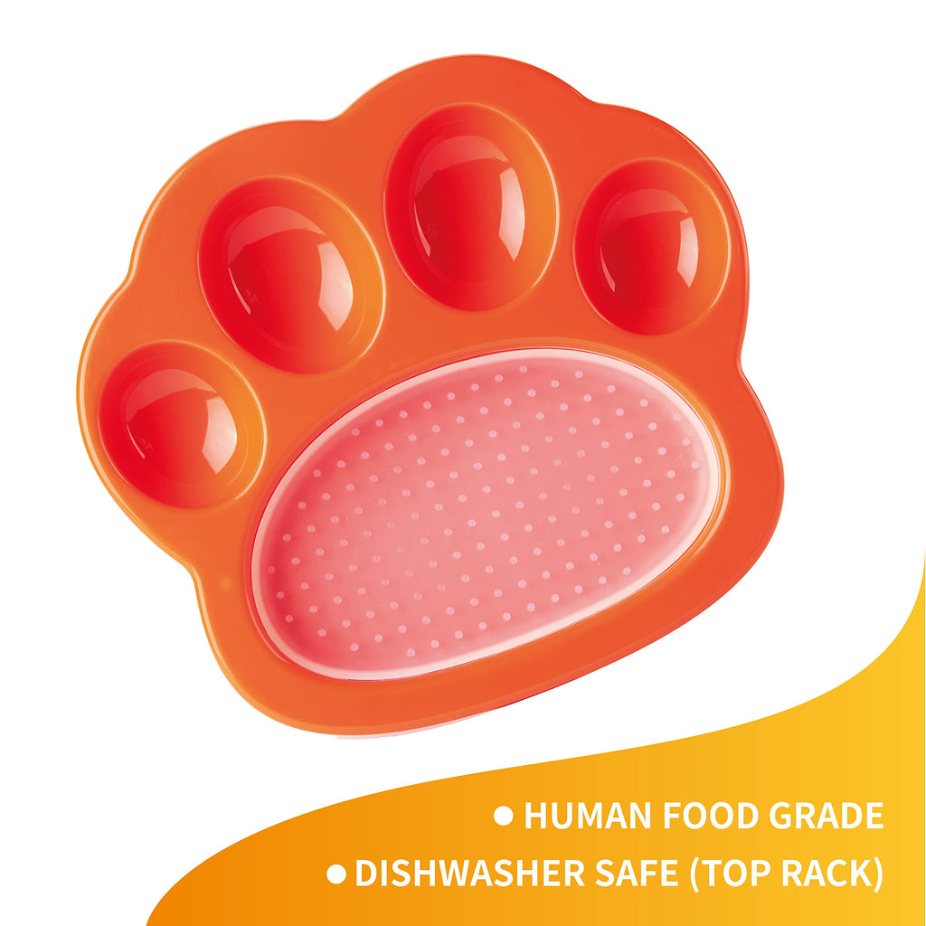Pet Dream House Paw 2in1 Mini Slow Feeder & Lick Pad Orange