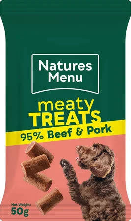 Natures Menu Real Meaty Dog Treats Beef & Pork 50gm