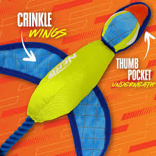 Nerf Dog Crinkle Wing Nylon Duck 16.5in Blue/Yellow No Launching