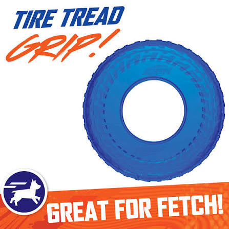 Nerf Dog Translucent TPR Tire Flyer 10in Blue