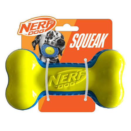 Nerf Dog TPR EXO Micro Squeak Bone 7in Blue/Green