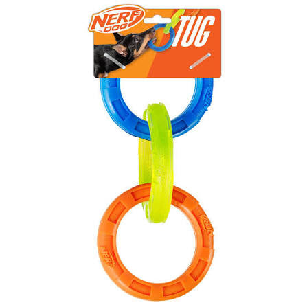 Nerf Dog 3-Ring Tug 10.5in Blue/Green/Orange
