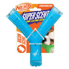 Nerf Dog Scented Chicken Super Scent Wishbone Solid Core 6.5in Clear/Light Blue