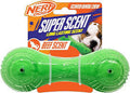 Nerf Dog Scented Beef Super Scent Barbell Solid Core 7in Green/Clear