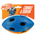 N012 Nerf Dog TPR Bash Squeak and Crunch Football 6in Blue/Orange