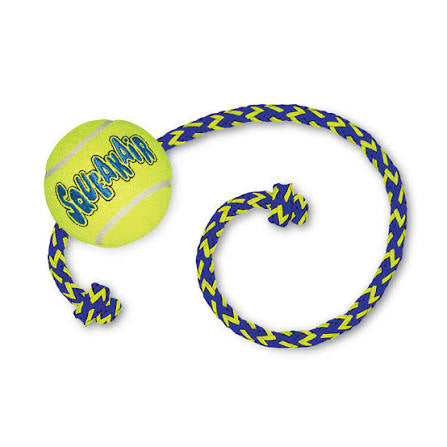 KONG Air Squeaker Tennis Ball with Rope Medium