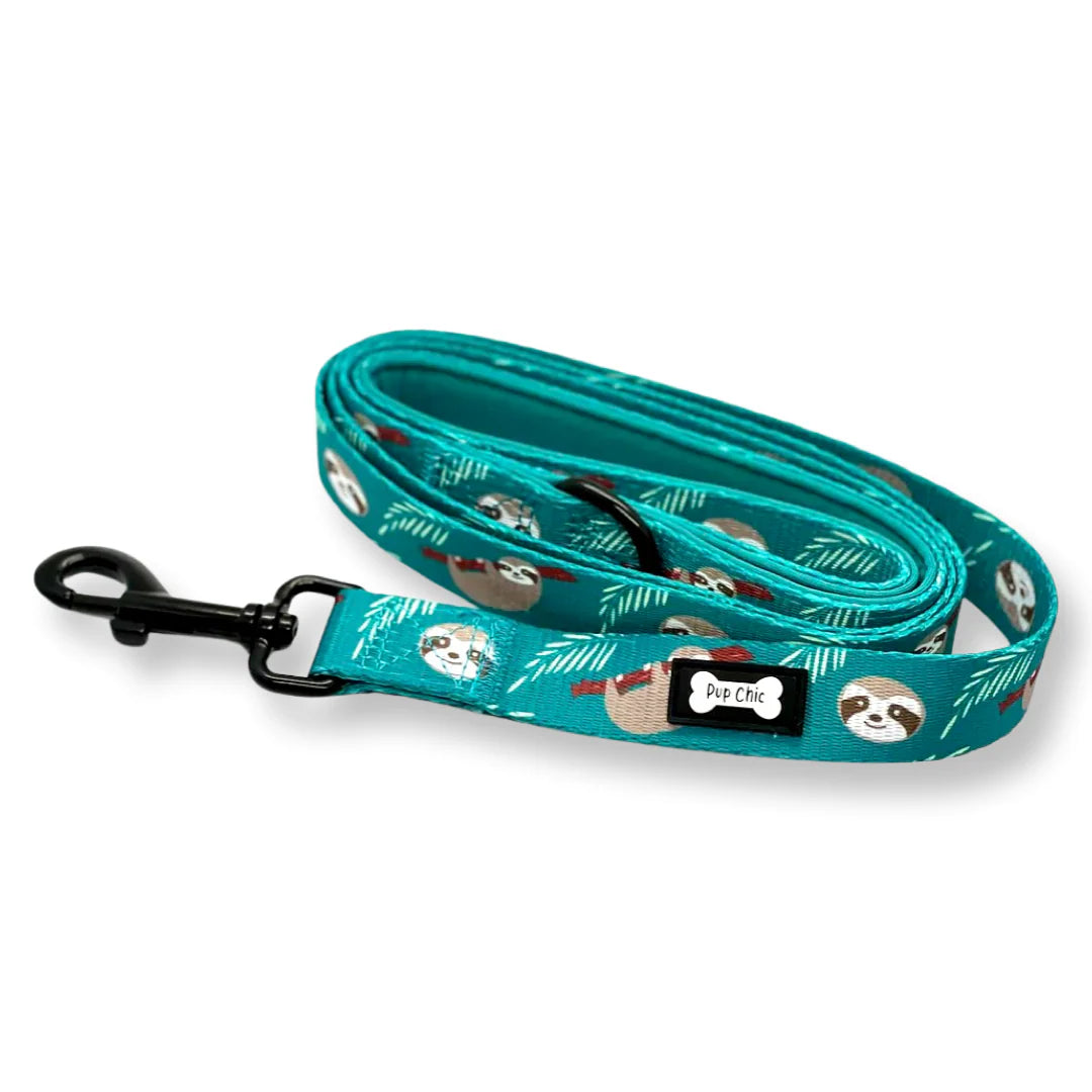 Lazy Sloth 5 Ft teal dog lead - Pup Chic Boutique