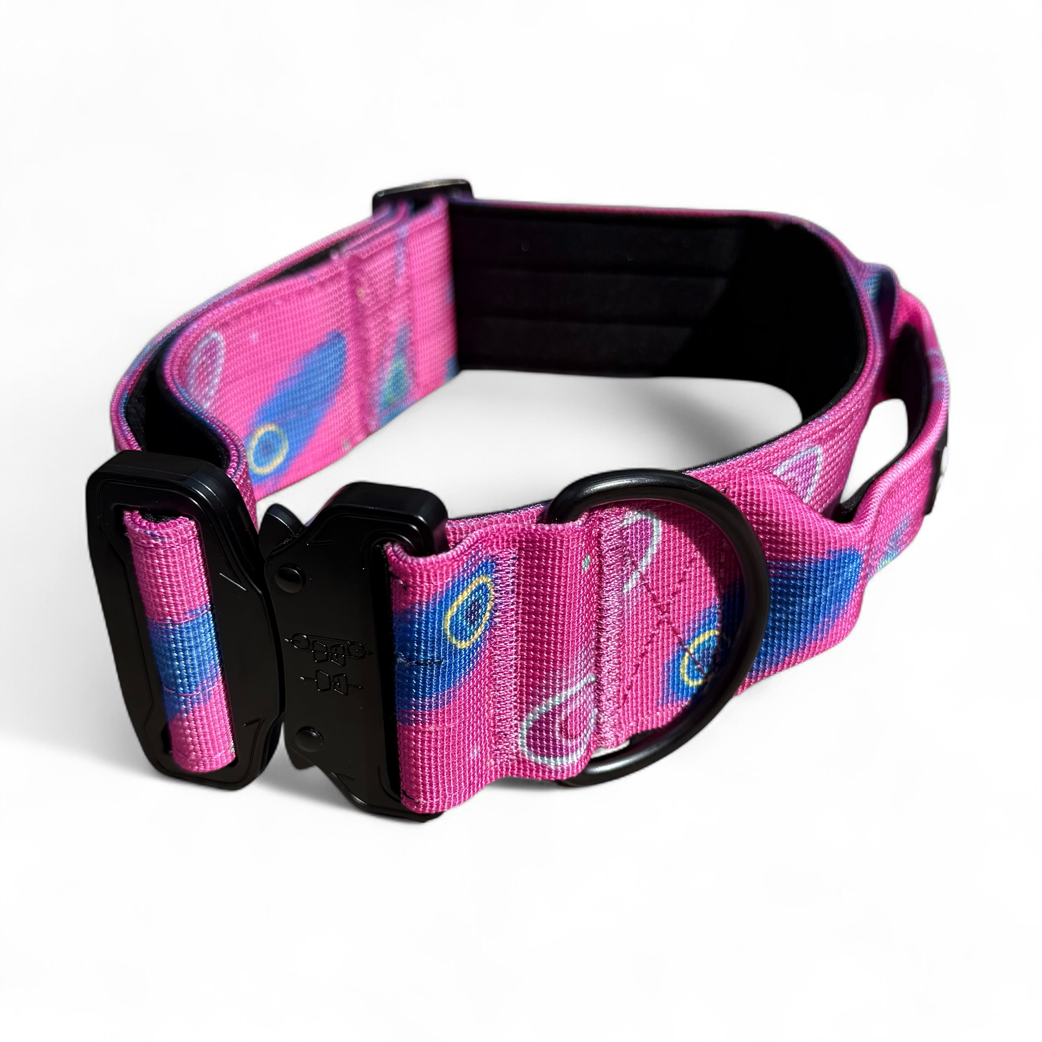 Pink Power Peacock Dog Collars - Adjustable and Tactical 🦚 - Pup Chic Boutique