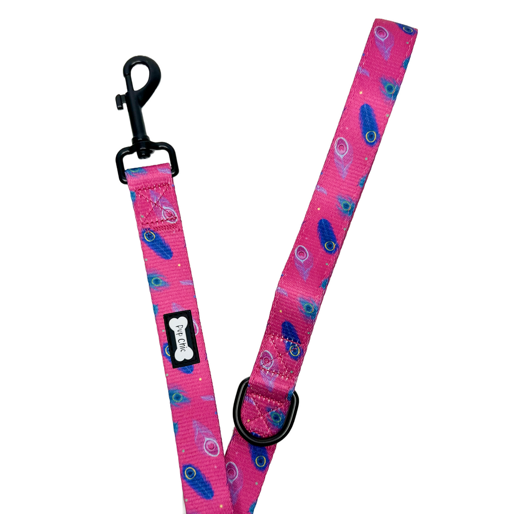 Pup Chic Peacock Power Pink Dog Lead