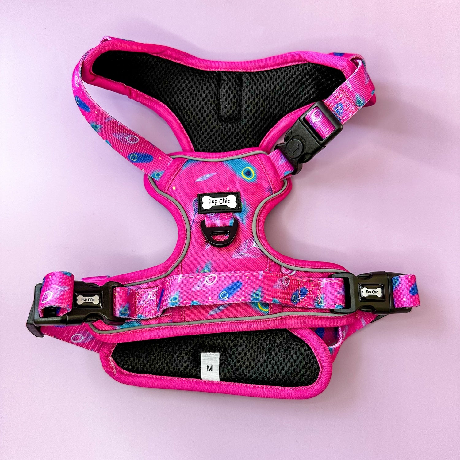 Pup Chic Peacock Power Tactical Harness (pink)