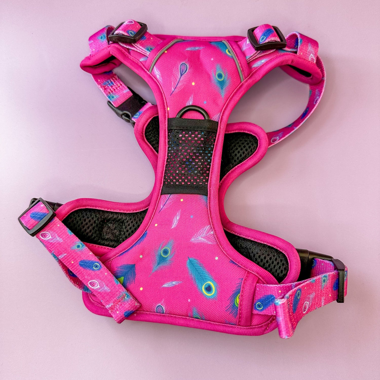 Pup Chic Peacock Power Tactical Harness (pink)
