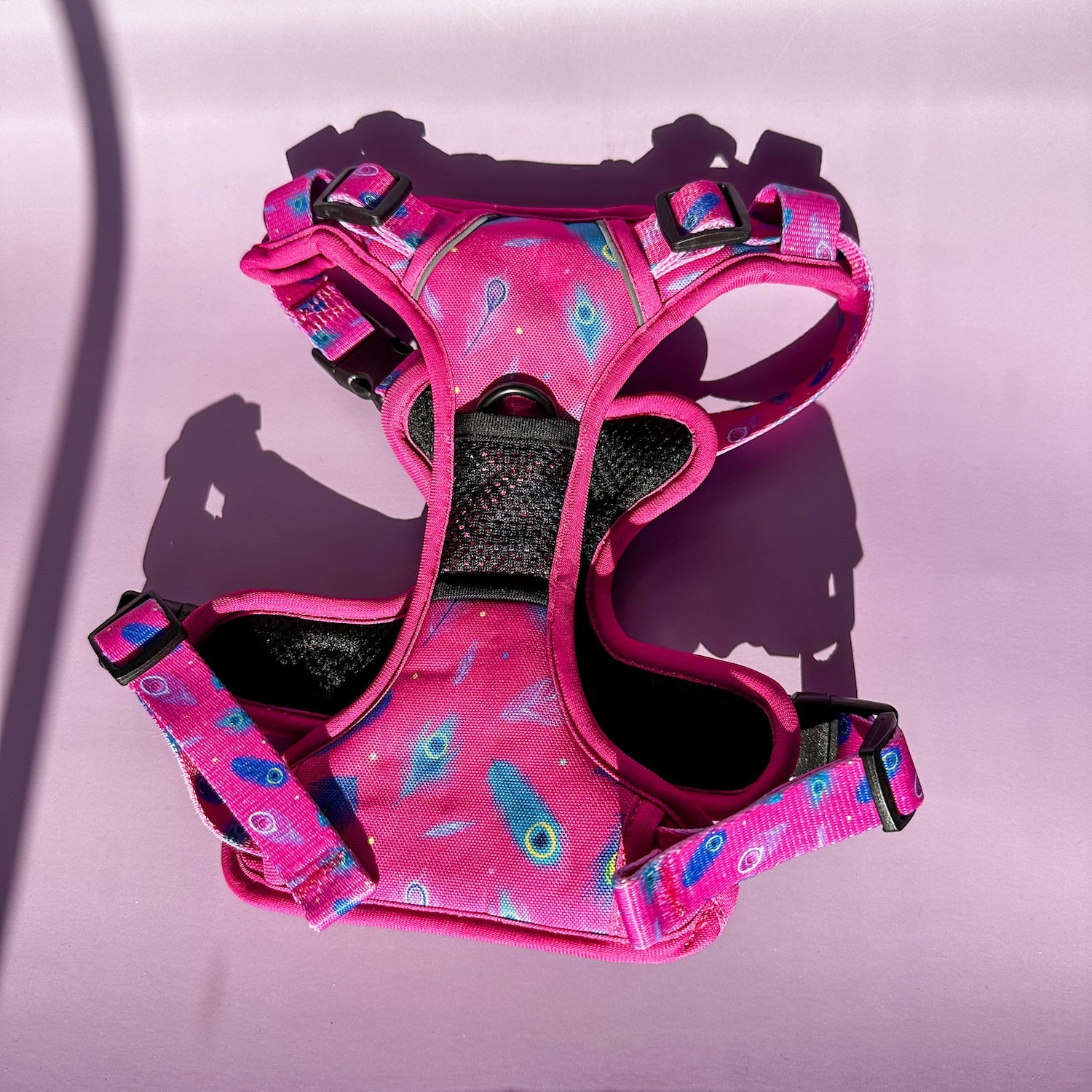 Pup Chic Peacock Power Tactical Harness (pink)