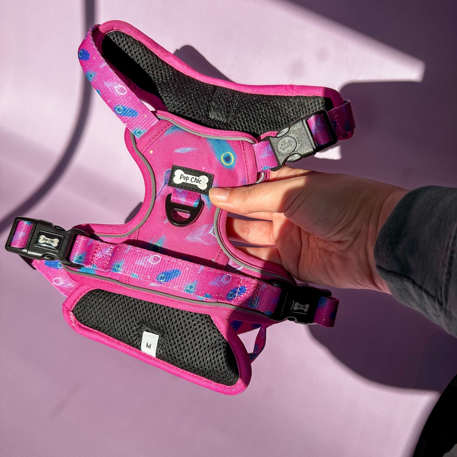 Pup Chic Peacock Power Tactical Harness (pink)