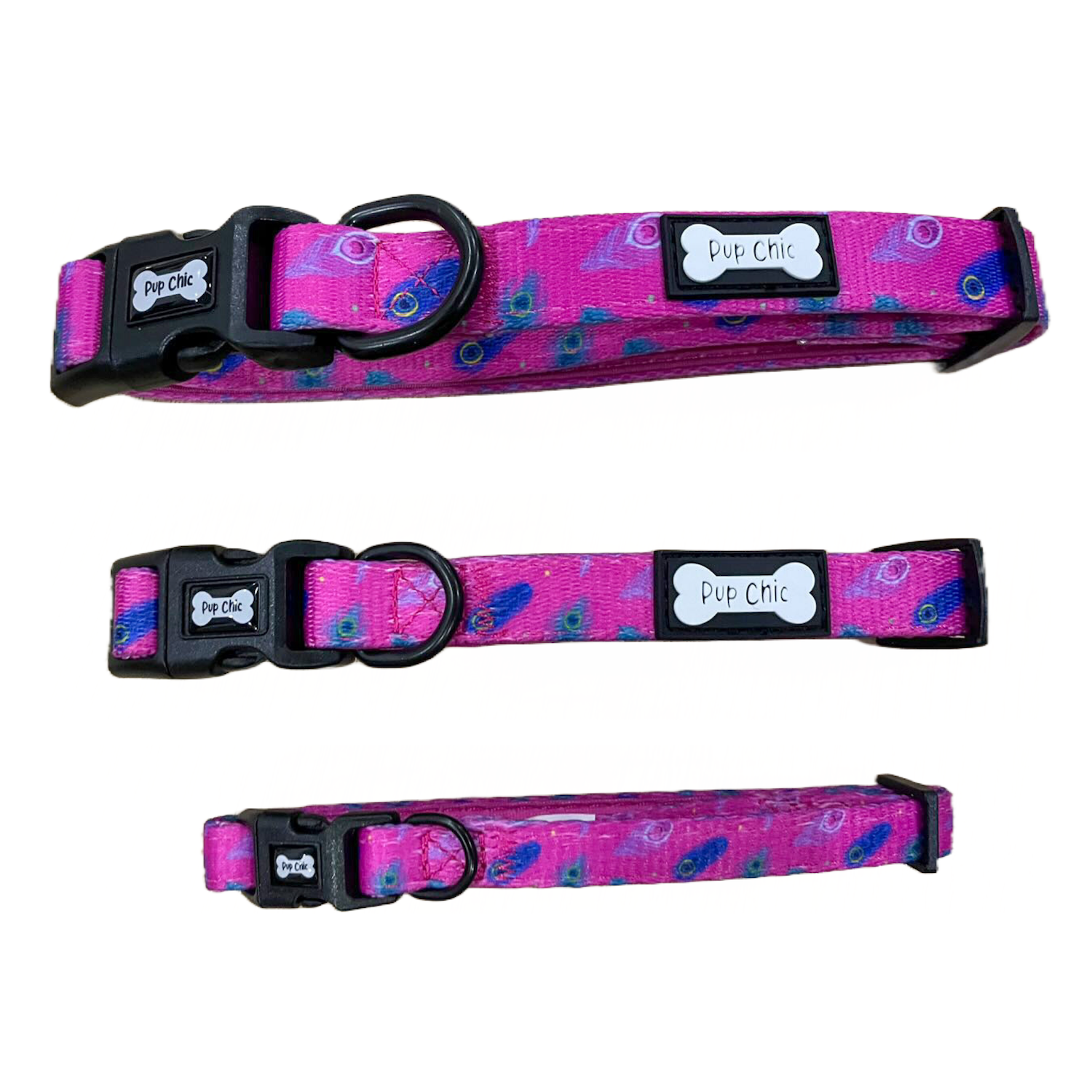 Pink Power Peacock Dog Collars - Adjustable and Tactical 🦚 - Pup Chic Boutique