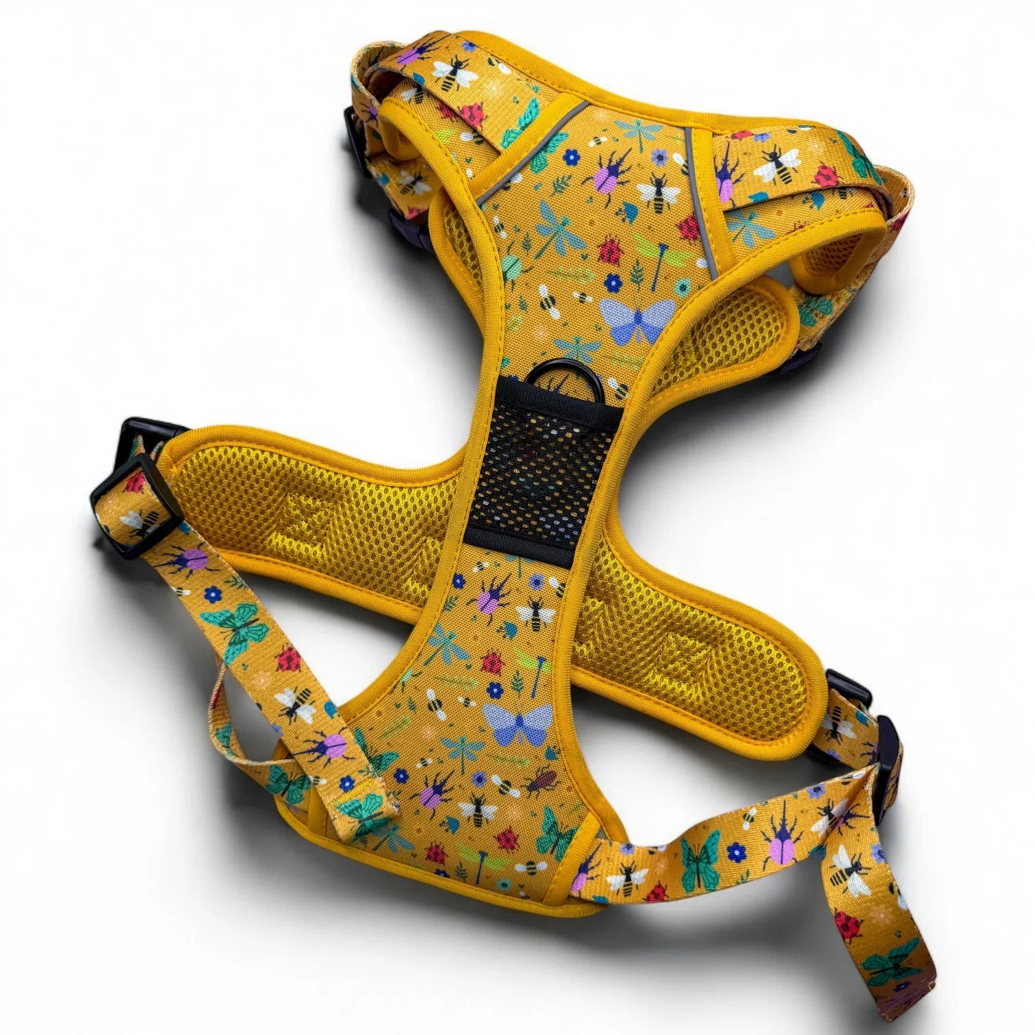 Summer Buzzin' No Pull Tactical Dog Harness – Yellow Insect Print, Adjustable, Step-In