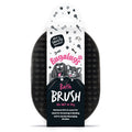 Black Bugalugs oval rubber bath brush with flexible bristles and a pink branded label.